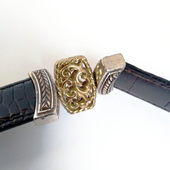 Leather Western Belt NWT Brown Reptile Print Silver Toned Hardware. Giftable! - Picture 7 of 9